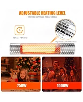 Skonyon 1500W Indoorand Outdoor Electric Heater with 2 Power Settings -Silver