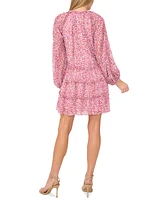 CeCe Women's Ruffled Long-Sleeve Tiered Mini Dress