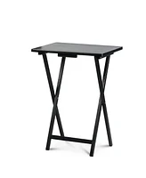 Pj Wood Folding Tv Tray Tables with Compact Storage Rack, 5 Piece Set