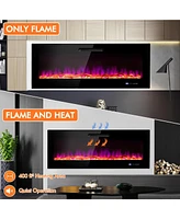 Skonyon 60 Inch Wall Mounted Recessed Electric Fireplace with Decorative Crystal and Log