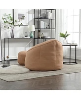 The Pop Home Adult Bean Bag Chair with Ottoman, Comfortable Couch Armrests for Living Room-The
