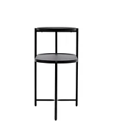 Slickblue Round 2-Tier Coffee Table with Storage Tray Wooden End Table for Living Room