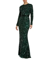 Mac Duggal Women's Embellished Long Sleeve Gown