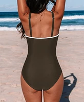 Cupshe Women's Black Piped Scoop Neck One-piece Swimsuit