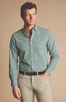 Charles Tyrwhitt Men's Slim Fit Button-Down Collar Non-Iron Stretch Poplin Mini Gingham Shirt