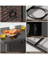 Sugift 32 Inch Square Propane Fire Pit Table with Lava Rocks Cover
