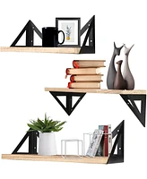 Slickblue Floating Wall Shelves Set of 3 – Rustic Design for Easy Installation and Versatile Storage