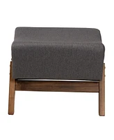 Baxton Studio Hanson Mid-Century Modern Dark Grey Fabric and Walnut Brown Finished Wood Ottoman