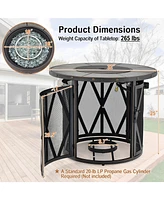 Sugift 32 Inch 30000BTU Fire Pit Table with Fire Glasses and Pvc Cover