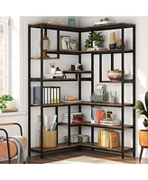 Tribesigns 6-Tier Tall Modern Corner Bookcase，6-Shelf Corner Bookshelf with Metal Frame for Living Room Home Office