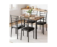 gaomon 5 Piece Dining Table Set, Modern & Retro Kitchen Table Furniture for Dining Room, Compact Space-Saving Table Set, Metal Frame Wood Tabletop, 4