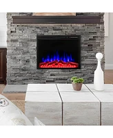 Skonyon 34 Inch Electric Fireplace Recessed with Adjustable Flames