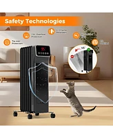 Skonyon 1500W Oil Filled Radiator Heater with Remote Control 3 Modes 24H Timer-Black