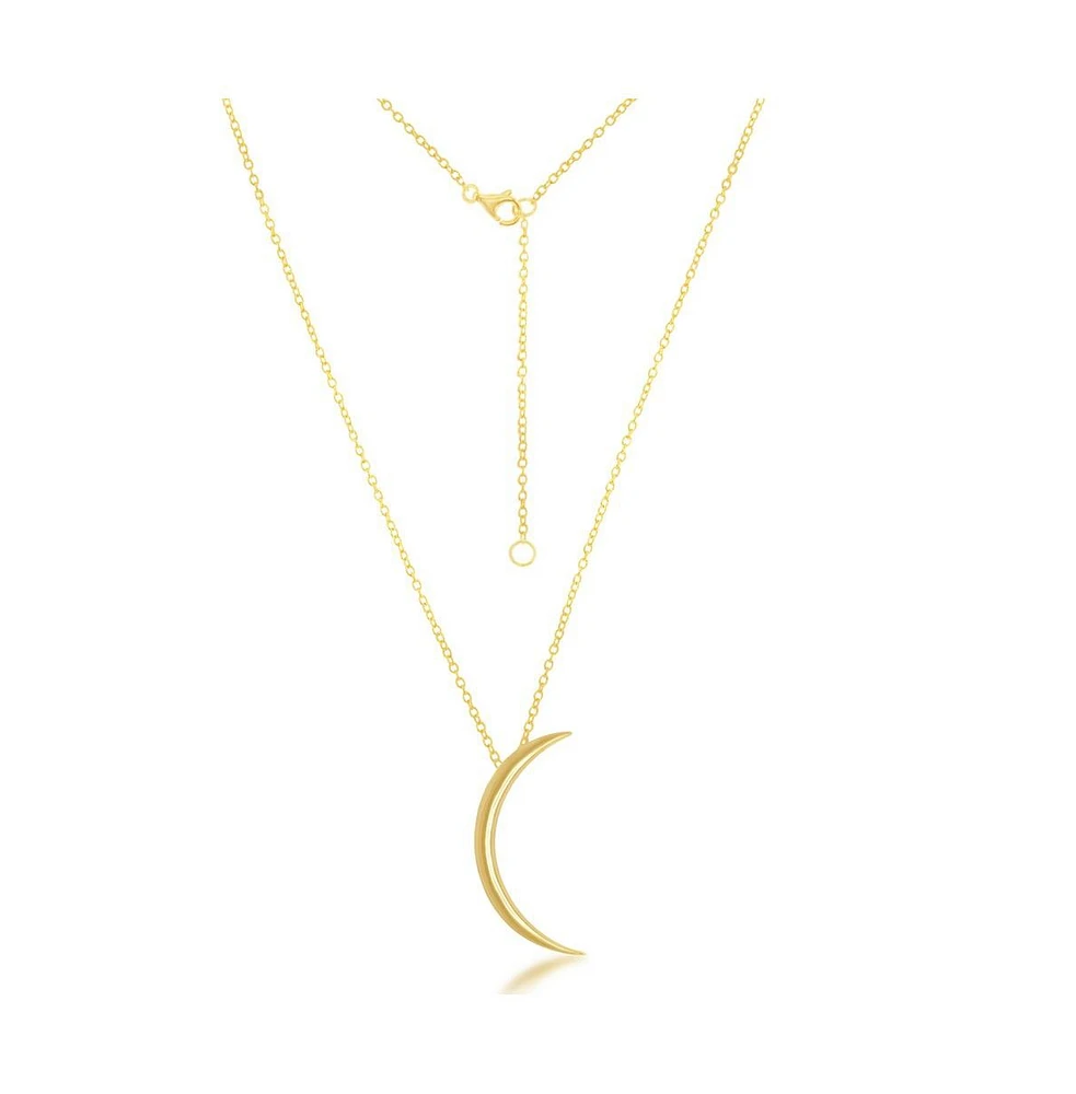 Simona Sterling Silver, Thin Crescent Moon Necklace