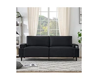 gaomon 80.7" Modern Square Armrest Cushioned Sofa With Storage Bag And Cup Holders