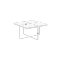 Slickblue Minimalist Square Coffee Table Metal Frame with Sintered Stone Top