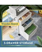 Mobile File Cabinet, Rolling Printer Stand with 3 Drawers