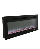 Boyel Living Wall Mounted Recessed Electric Fireplace with Logs and Crystals