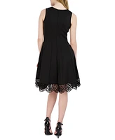 Donna Rico Women's Sleeveless Lace-Hem Knit Dress