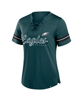 Fanatics Women's Midnight Green Philadelphia Eagles Play Script Lace-Up T-Shirt