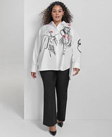 Karl Lagerfeld Paris Sketch Girl Cotton Top Bootcut Pants