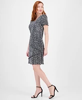 Connected Women's Printed Asymmetric Tiered Dress