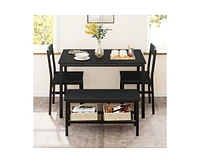gaomon Dining Table Set for 4, Modern Kitchen Table with Bench and Chairs