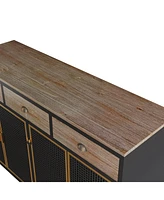Slickblue 4 Doors Modern Sideboard with 3 Top Drawers, Sideboard Storage Cabinet Entryway Floor Cabinet for Living Room Office Bedroom