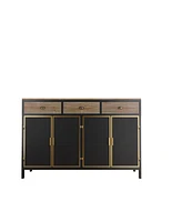 Slickblue 4 Doors Modern Sideboard with 3 Top Drawers, Sideboard Storage Cabinet Entryway Floor Cabinet for Living Room Office Bedroom