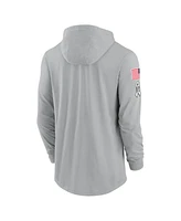 Nike Men's Gray New York Jets 2024 Salute to Service Lightweight Performance Long Sleeve Hooded T-Shirt