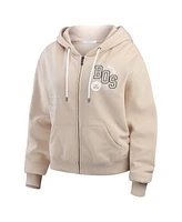 Wear by Erin Andrews Women's Tan Boston Celtics Tonal Felt Patch Full-Zip Hoodie