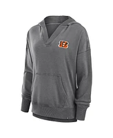 Fanatics Women's Heather Charcoal Cincinnati Bengals Initiative Snow Wash French Terry V-Neck Pullover Hoodie