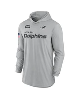 Nike Men's Gray Miami Dolphins 2024 Salute to Service Lightweight Performance Long Sleeve Hooded T-Shirt