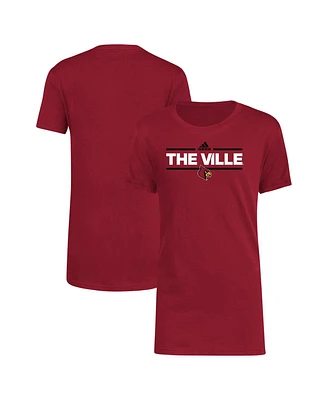 Adidas Big Boys and Girls Red Louisville Cardinals Basic Dassler T-Shirt