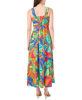 Msk Women's Printed Square-Neck Sleeveless Maxi Dress