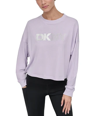 Dkny Sport Women's Rhinestone-Logo Tee