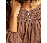 Lucky Brand Women's Easy Smocked-Yoke Top