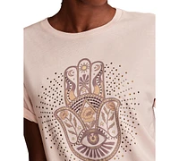 Lucky Brand Women's Studded Hamsa Hand Boyfriend T-Shirt