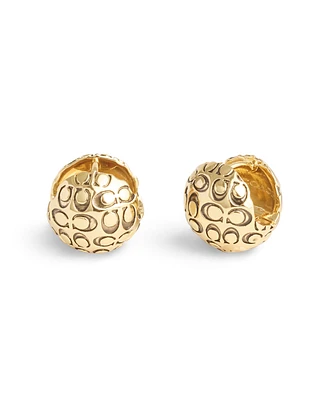 Coach Signature Quilted Orb Huggie Earrings