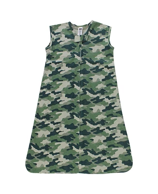 Hudson Baby Boys Cotton Sleeveless Wearable Sleeping Bag, Sack, Blanket, Camo, 0-6 Months