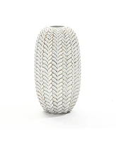 LuxenHome Modern Geometric Pattern Polyresin -Inch Tall Cylinder Vase