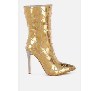 London Rag Echostage Rhinestones Embellished Metallic Boots