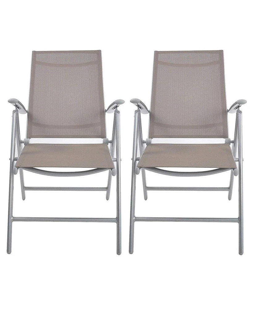 Slickblue Set of 2 Adjustable Patio Folding Sling Back Chairs - Aluminum Indoor Outdoor Deck Garden Pool