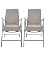 Slickblue Set of 2 Adjustable Patio Folding Sling Back Chairs - Aluminum Indoor Outdoor Deck Garden Pool