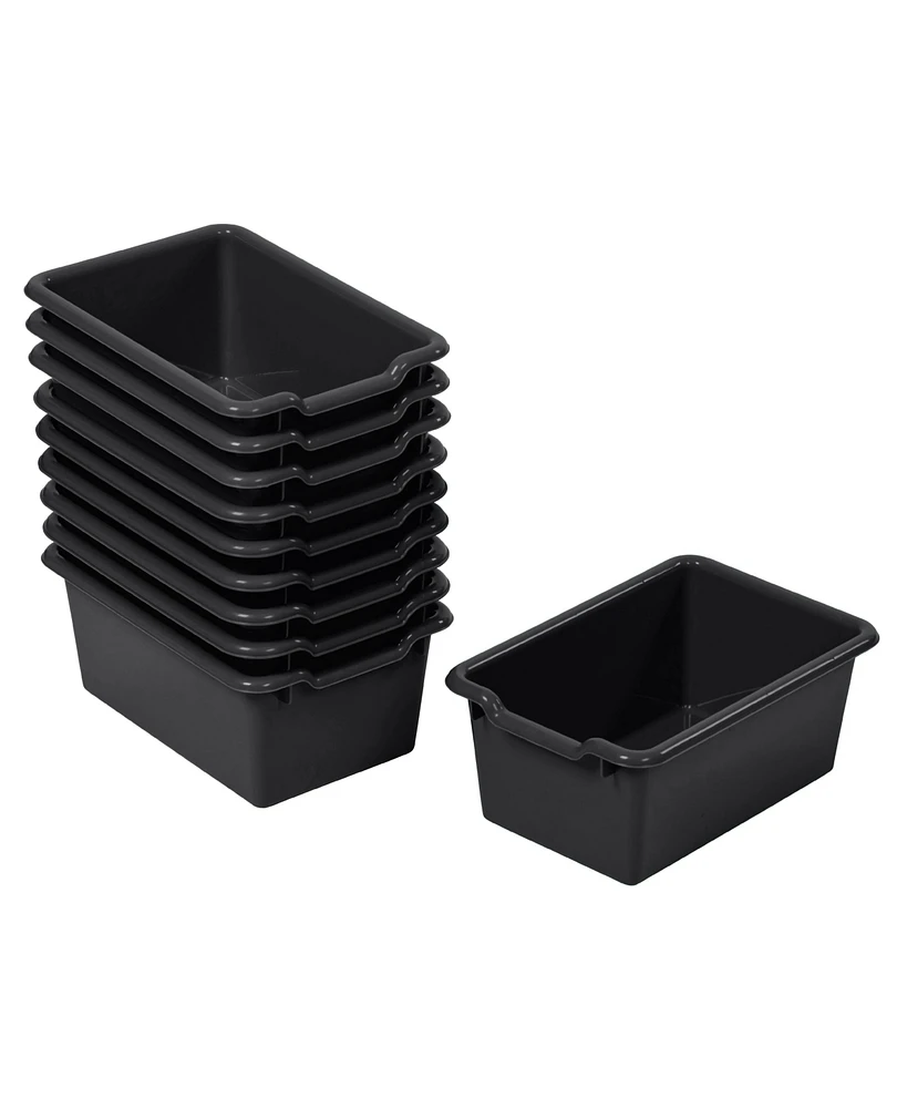 ECR4Kids Scoop Front Storage Bins, Black, 10-Piece