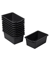 ECR4Kids Scoop Front Storage Bins, Black, 10-Piece