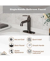 Casainc Single Hole Faucet Single-handle Bathroom with Drain Assembly