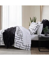 City Scene Mainline Microfiber Black & White 2 Piece Comforter Set-Twin