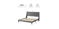 gaomon King Bed Frame with Wingback Headboard