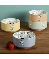 Peanuts Snoopy Bonbon Bites 4 Piece 5.5" Decorated Stoneware Ceramic Stackable Bowl Set